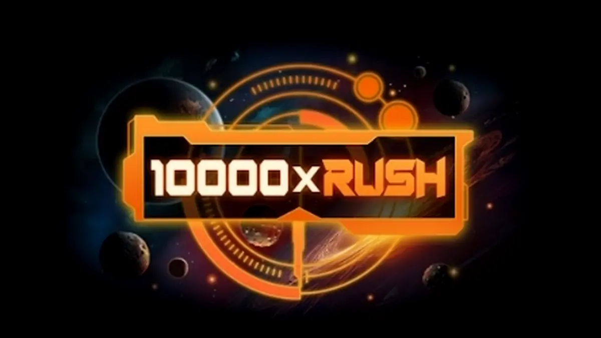 Tampilan visual slot 10000 x Rush dengan desain yang modern dan dinamis